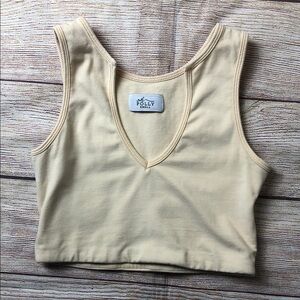 Oh Polly Beige Crop Tank Top